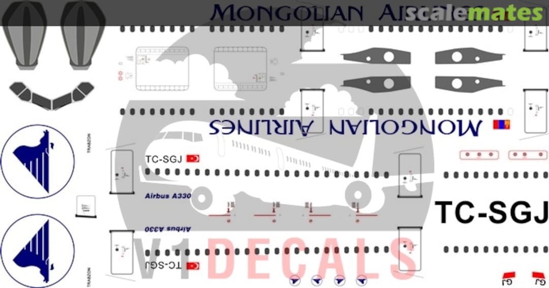 Boxart MIAT Mongolian Airbus A330-300 V1D0013-144 V1 Decals