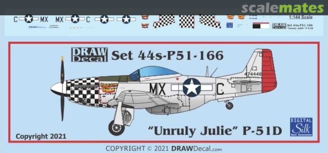 Boxart “Unruly Julie” P-51D 44-P51-166 Draw Decal