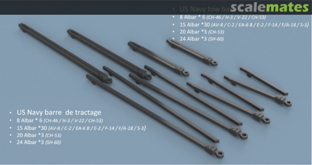 Boxart US Navy Tow Bar Assortment - 3D printed (67 pcs) 3D700201 L'Arsenal