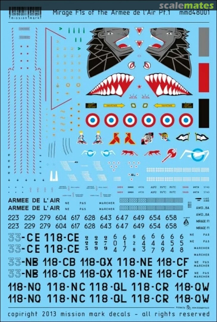 Boxart Mirages F1s of the Armée de l'Air Pt.1 mmd48001 Mission Mark Decals