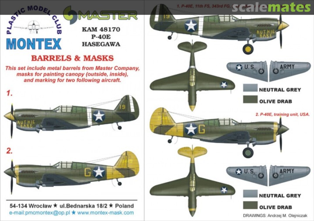 Boxart Curtiss P-40E Warhawk "USAAF" KAM48170 Montex