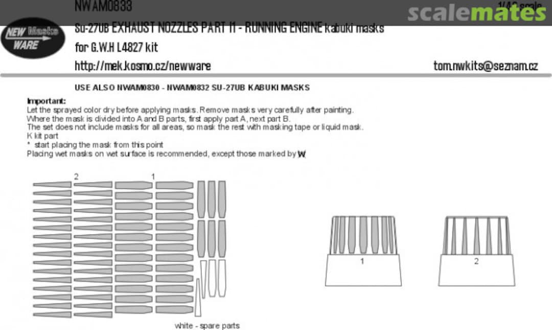 Boxart Su-27UB EXHAUST NOZZLES PART I1 - RUNNING ENGINES kabuki masks NWAM0833 New Ware