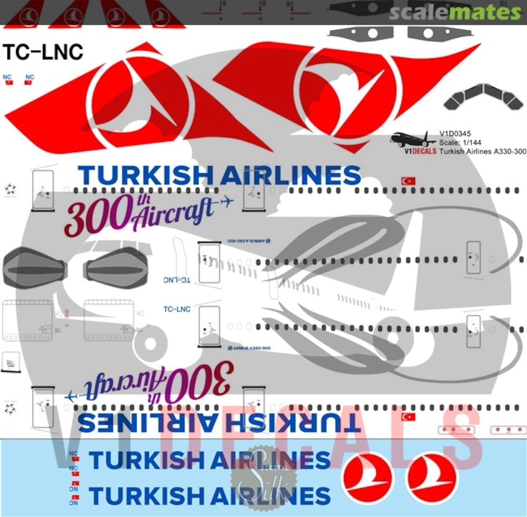 Boxart Turkish Airlines Airbus A330-300 V1D0345-144 V1 Decals