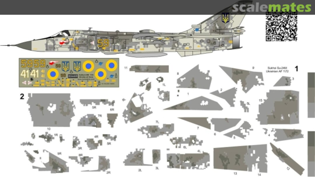 Boxart Sukhoi Su-24MR Ukrainian AF digital camo decals BSM720287_1 BSmodelle