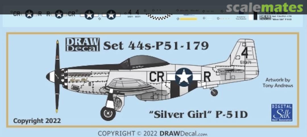 Boxart “Silver Girl” P-51D 44-P51-179 Draw Decal