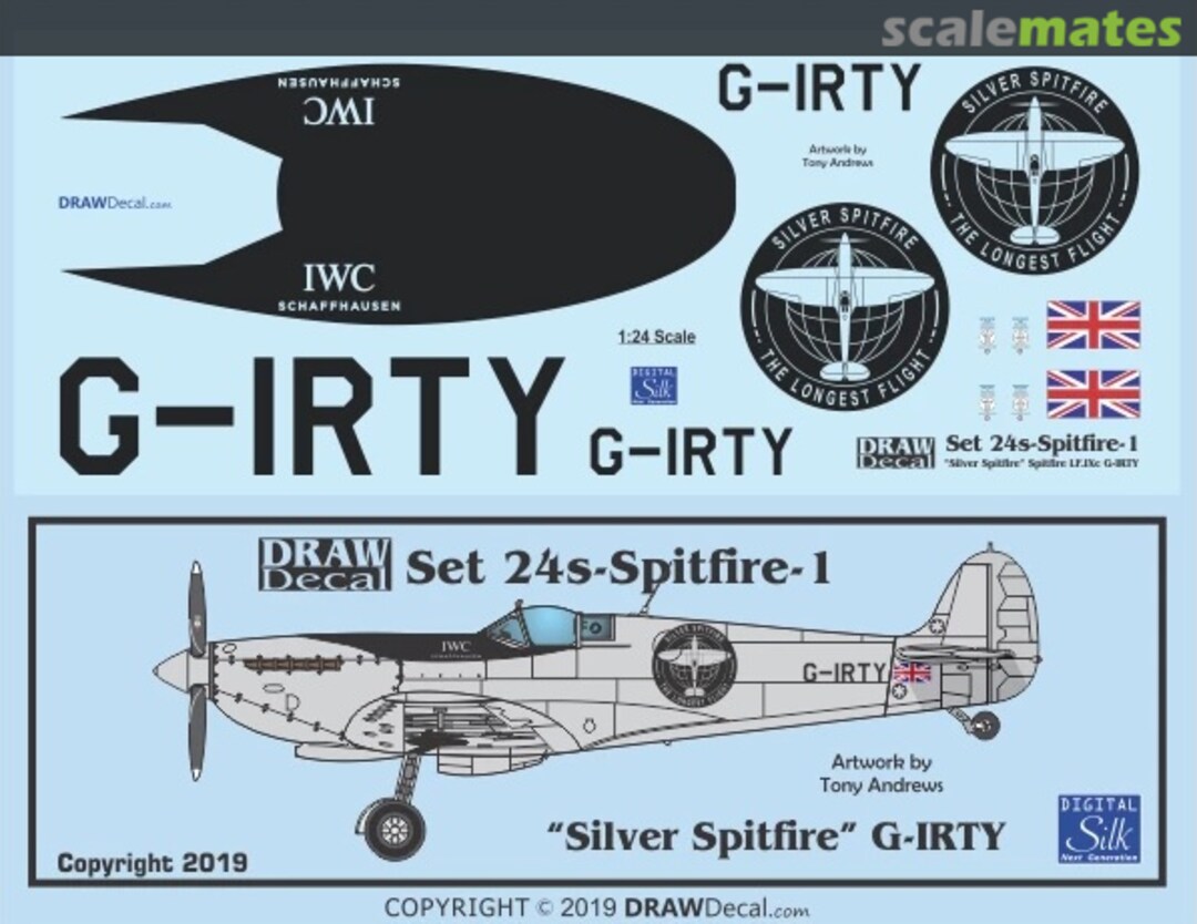 Boxart “Silver Spitfire” G-IRTY 24-Spitfire-1 Draw Decal