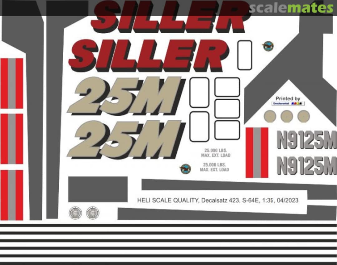 Boxart S-64E - Siller - N9125M Decal 423 Heli Scale Quality