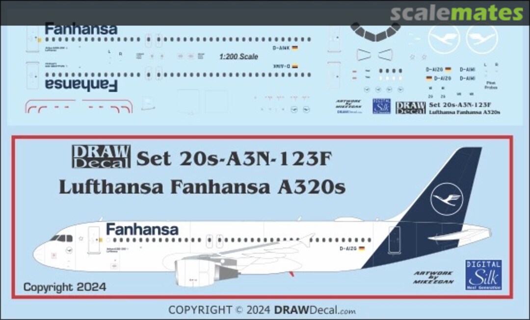 Boxart Lufthansa Fanhansa A320s 2018 Scheme 20-A3N-123F Draw Decal