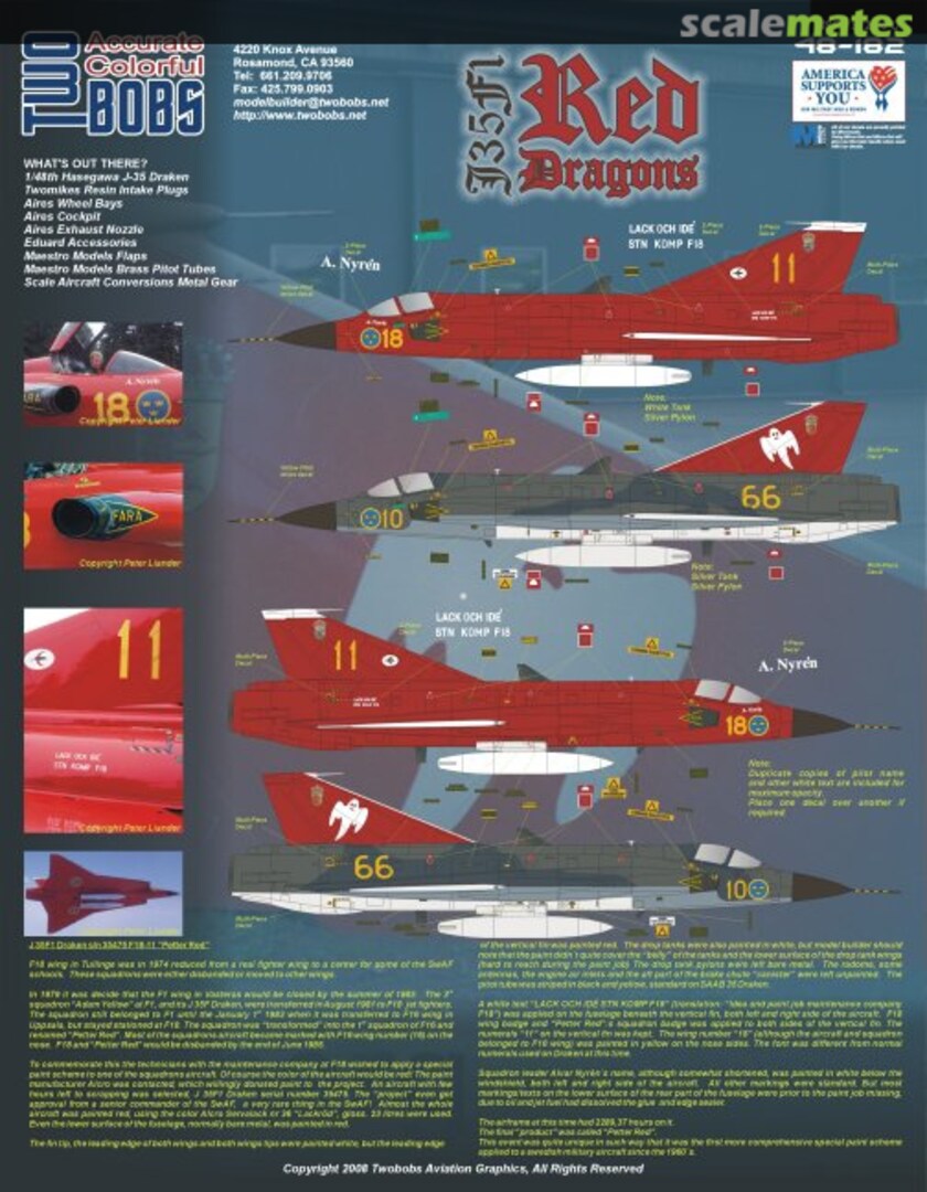 Boxart J35F1 Red Dragons 48-182 TwoBobs Aviation Graphics