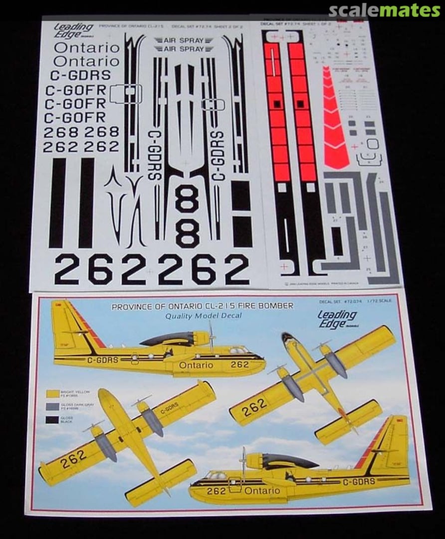 Boxart Province of Ontario CL-215 Fire Bomber 72.074 Leading Edge