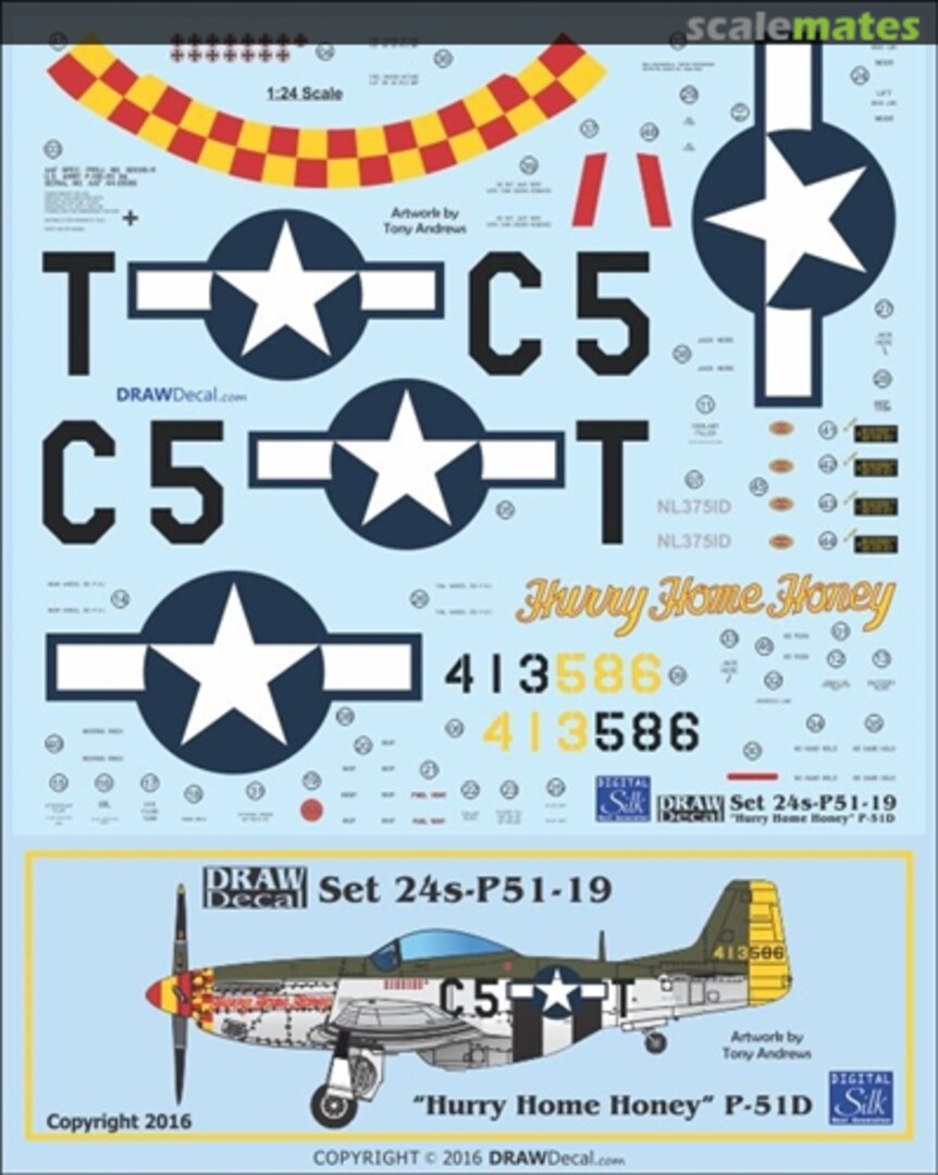 Boxart P-51D "Hurry Home Honey" 24-P51-19 Draw Decal