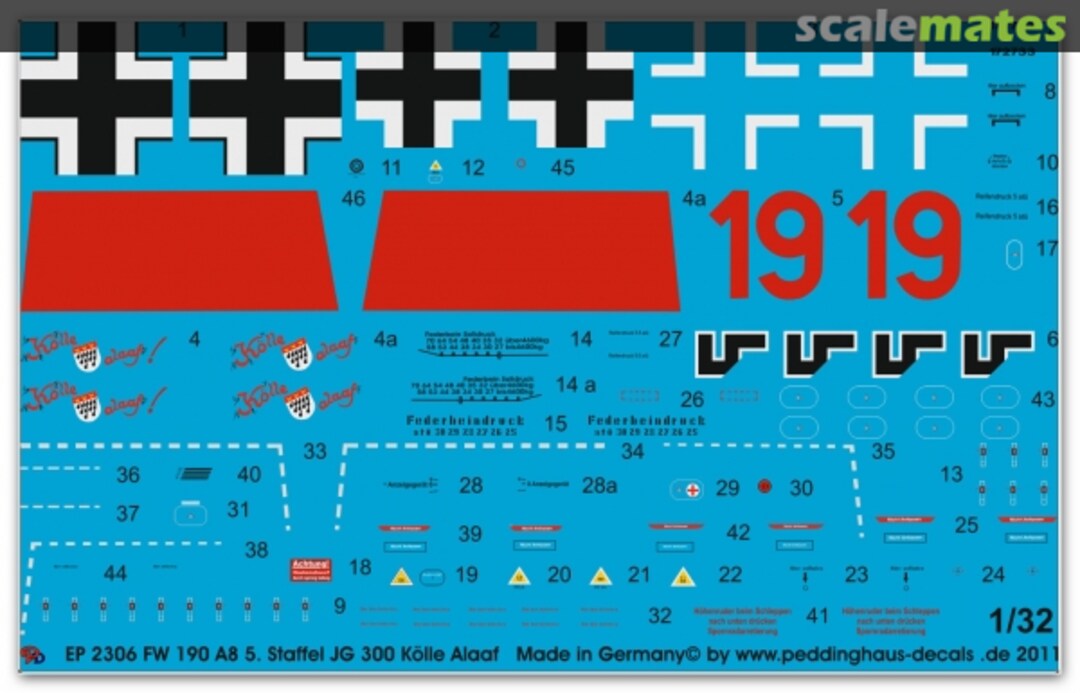 Boxart Fw 190A-8 Staffel JG 300 Koelle Alaaf EP 2306 Peddinghaus-Decals