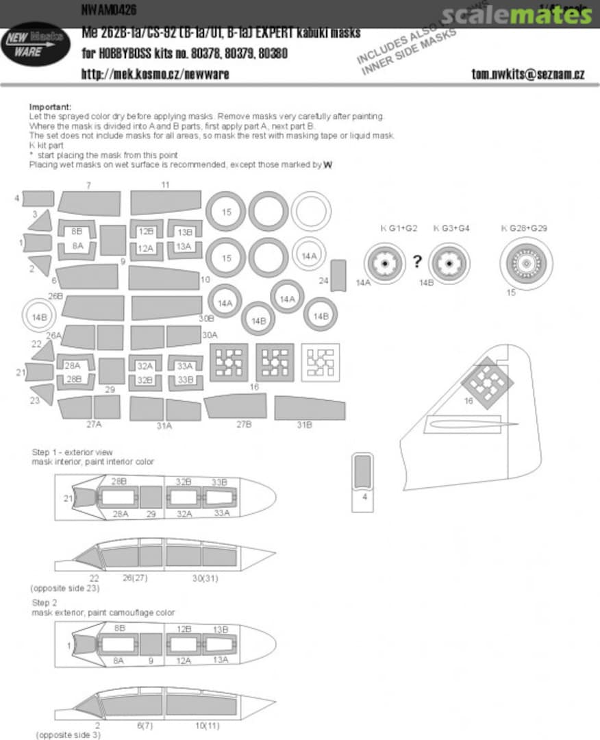 Boxart Me-262 B-1a/CS-92 (B-1a/U1, B-1a) - EXPERT kabuki masks NWAM0426 New Ware