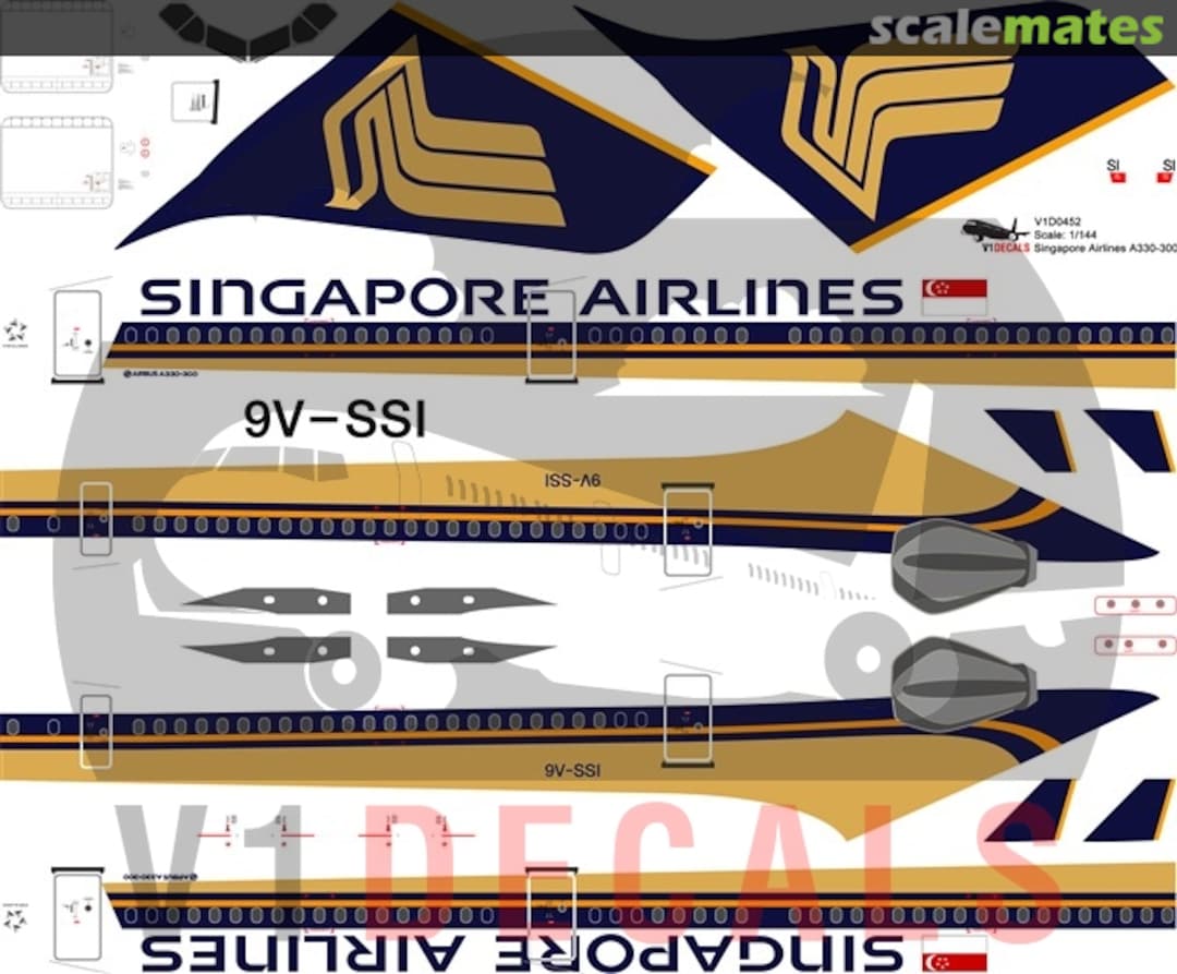 Boxart Singapore Airlines Airbus A330-300 V1D0452-144 V1 Decals