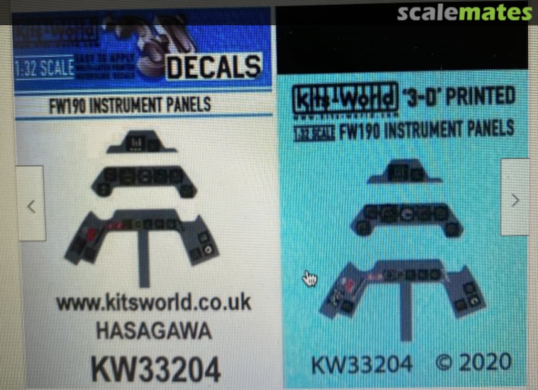 Boxart Fw 190 Instrument Panels KW33204 Kits-World