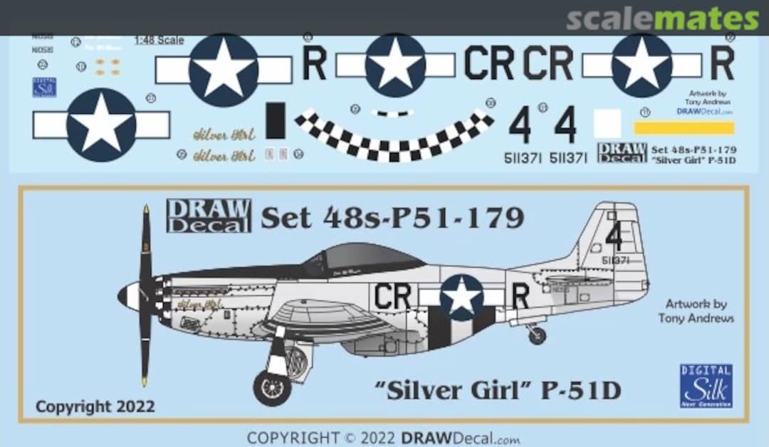 Boxart “Silver Girl” P-51D 48-P51-179 Draw Decal