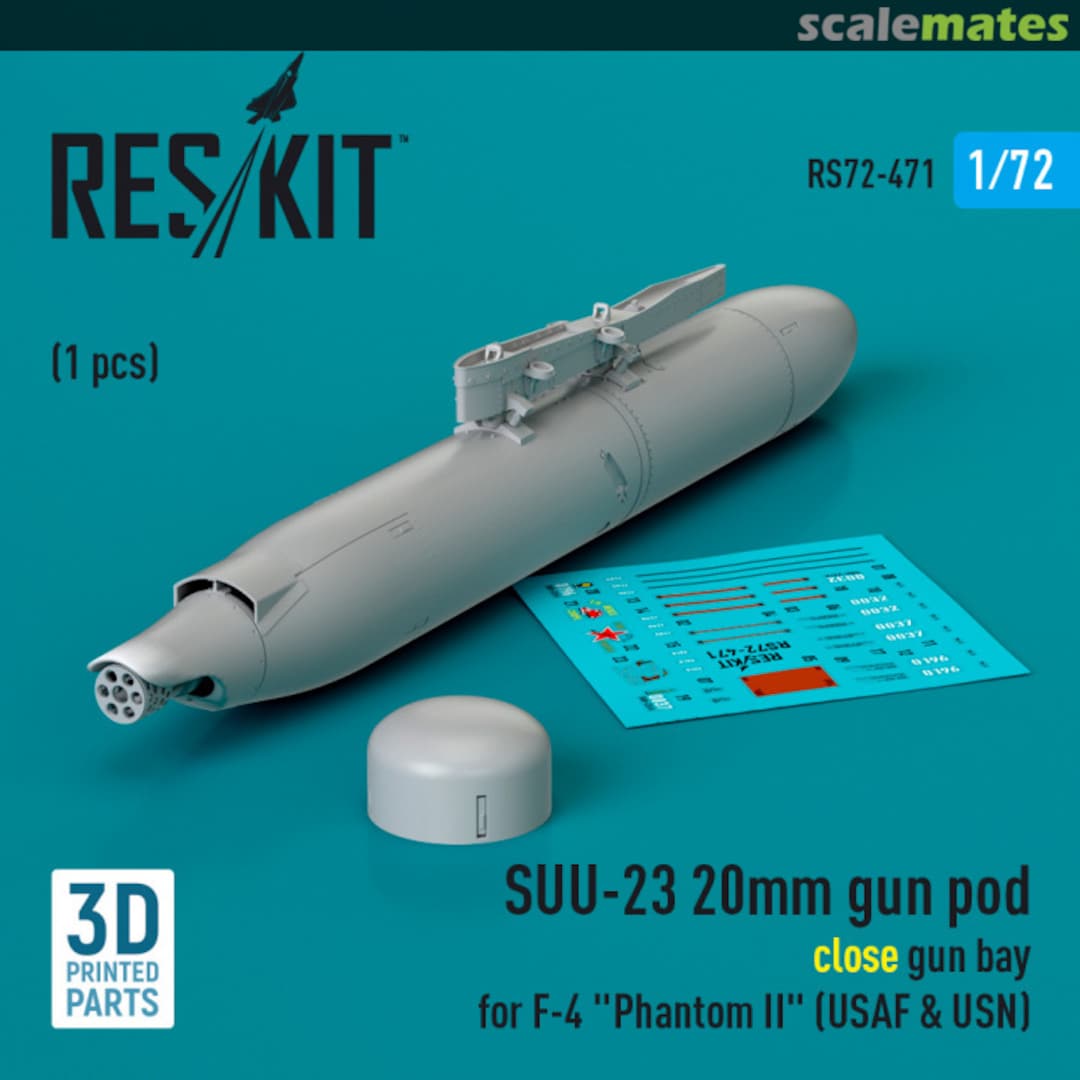 Boxart SUU-23 20mm gun pod (close gun bay) (1 pc) (3D Printed) RS72-0471 ResKit