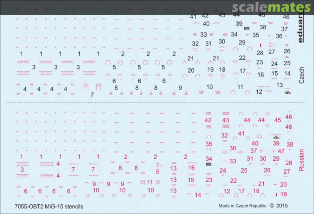 Contents MiG-15 stencils D72007 Eduard