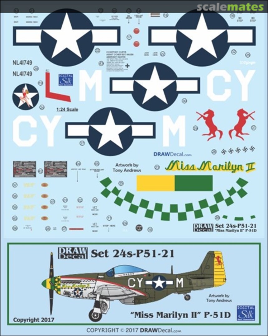 Boxart P-51D "Miss Marilyn II" 24-P51-21 Draw Decal