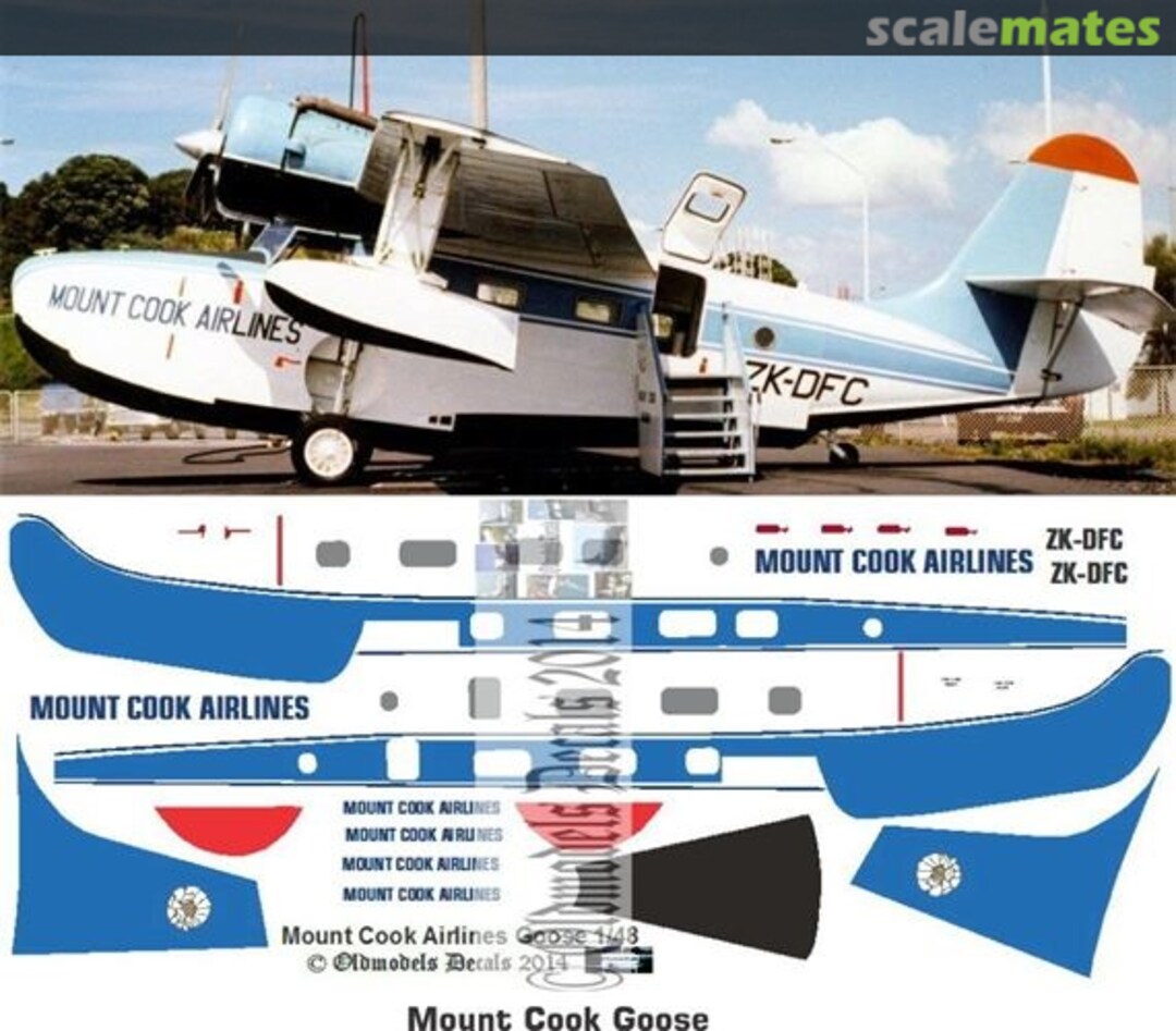 Boxart Grumman G21A Goose - Mount Cook Airlines OMD0255 Oldmodels Decals