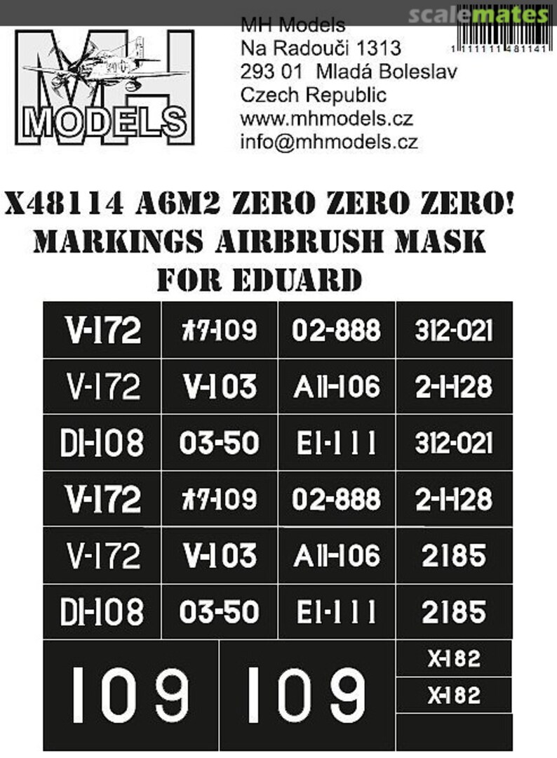 Boxart A6M2 Zero Zero Zero! Markings Airbrush Mask X48114 MH Models