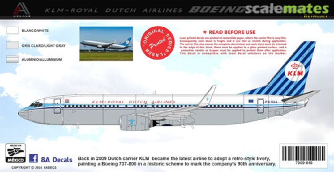 Boxart KLM-ROYAL DUTCH AIRLINES BOEING 737-800 RETRO JET 7909-848-72 8aDecs