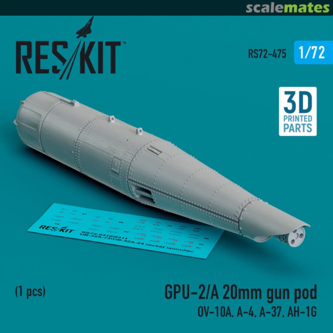 Boxart GPU-2/A 20mm gun pod (1 pc) (3D Printed) RS72-0475 ResKit