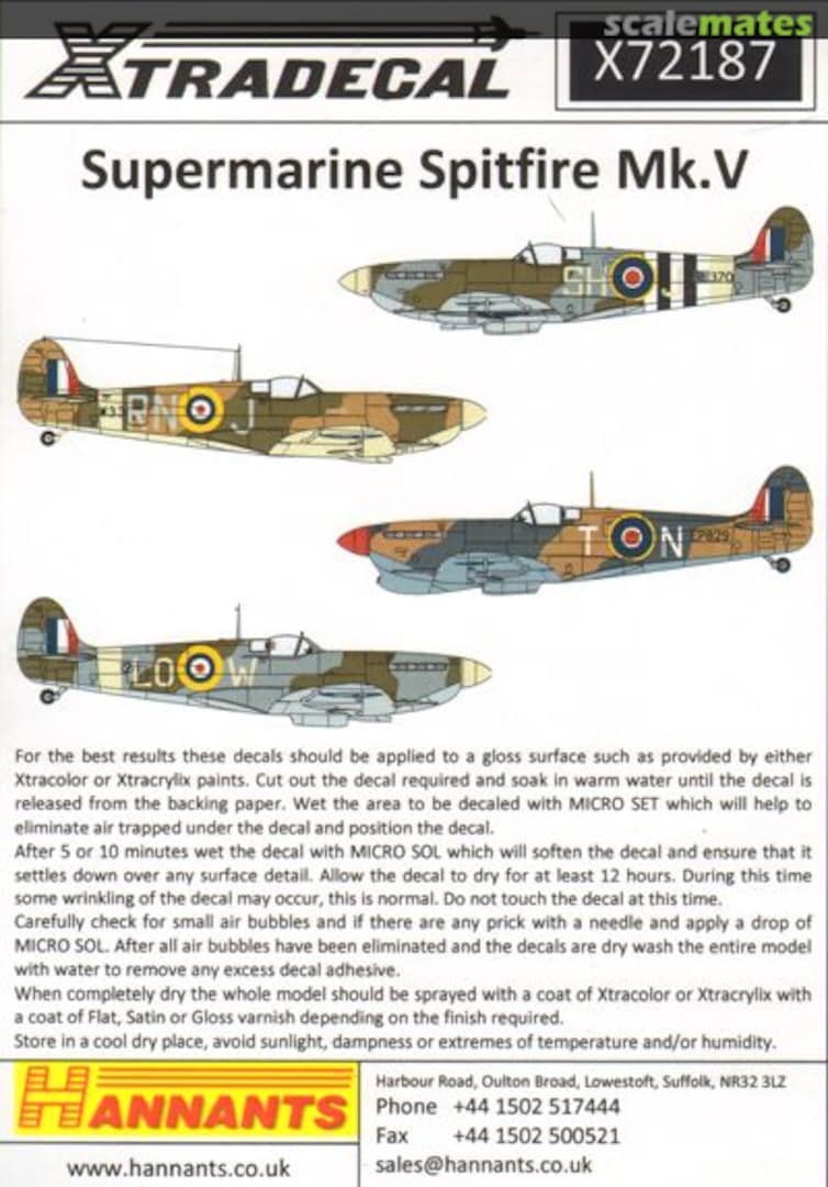 Boxart Supermarine Spitfire Mk.V X72187 Xtradecal