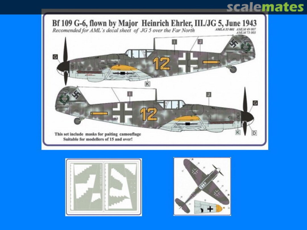 Boxart Messerschmitt Bf109G-6 camouflage masks AMLM73003 AML