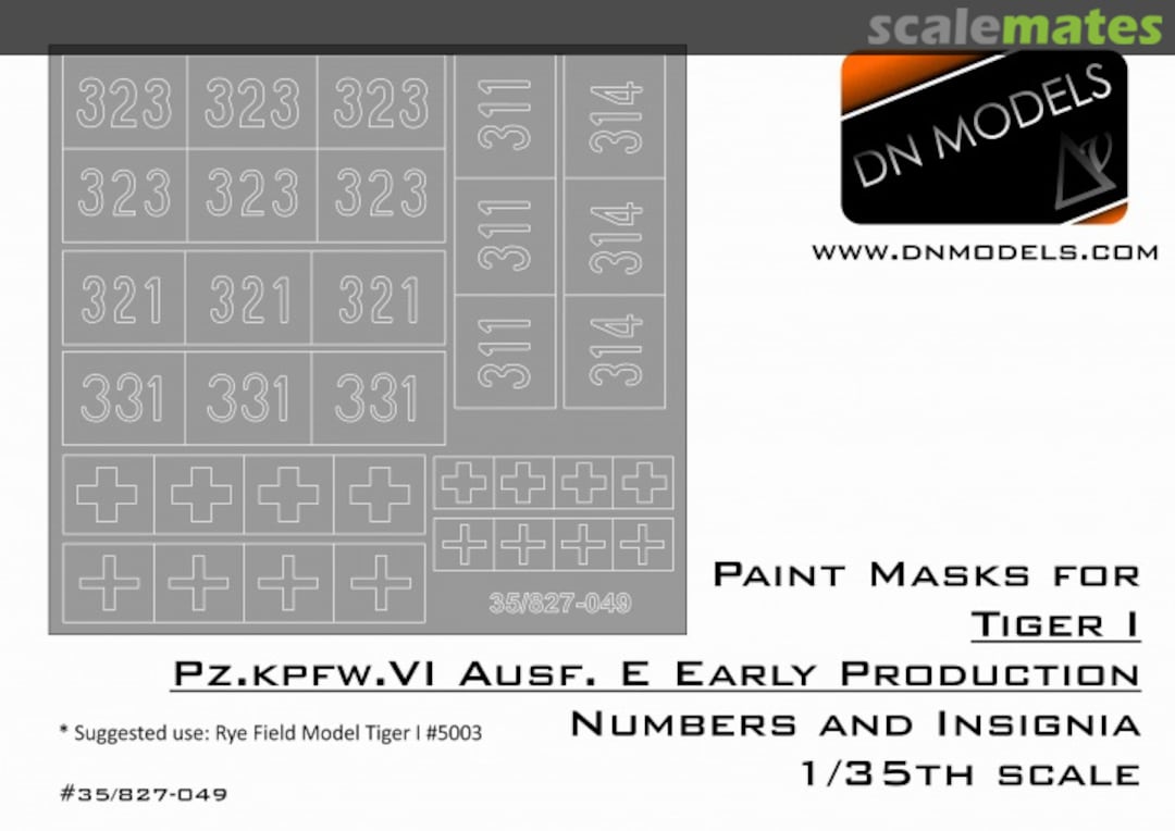 Boxart Paint Masks Set for Tiger I Pz.Kpfw. VI Ausf.E Early Production 35/827-049 DN Models