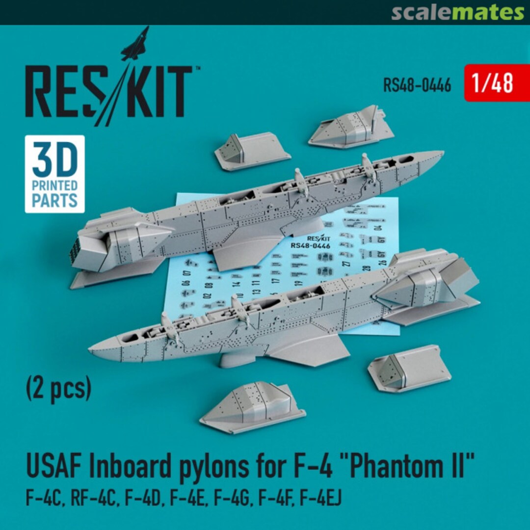 Boxart USAF F-4 Phantom II inboard pylons (2 pcs.) (F-4С, RF-4С, F-4D, F-4Е, F-4G, F-4F, F-4EJ) (3D printing) RS48-0446 ResKit