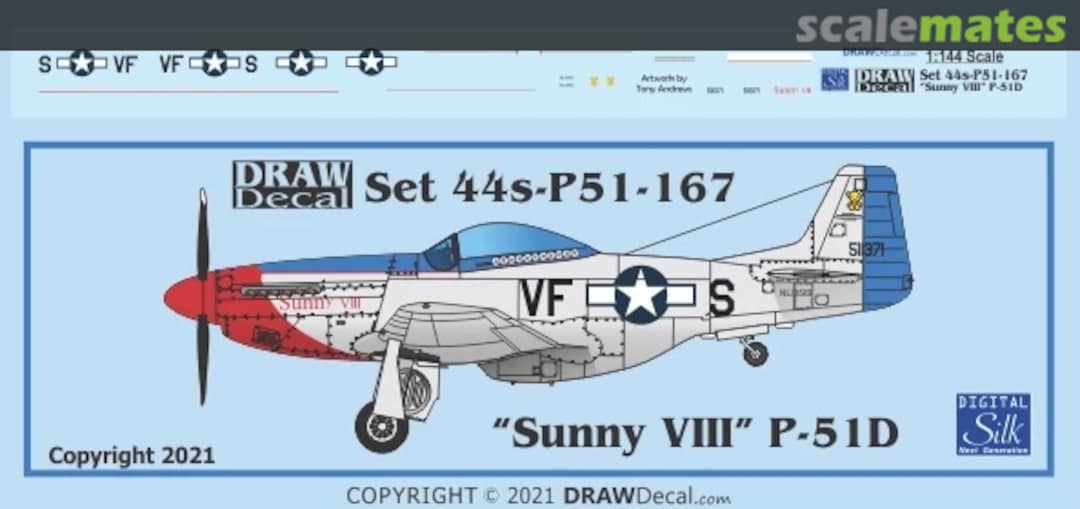 Boxart “Sunny VIII” P-51D 44-P51-167 Draw Decal