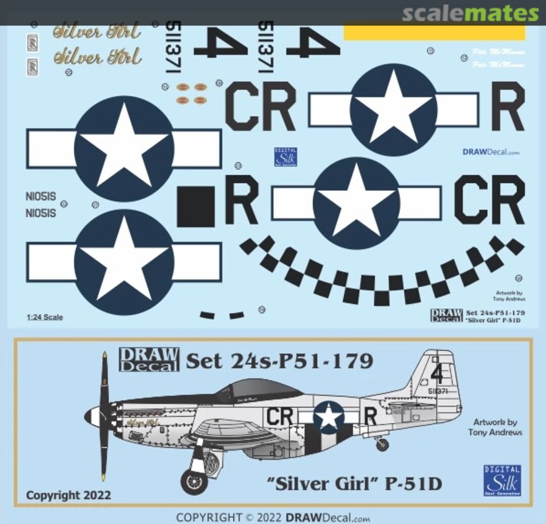 Boxart “Silver Girl” P-51D 24-P51-179 Draw Decal