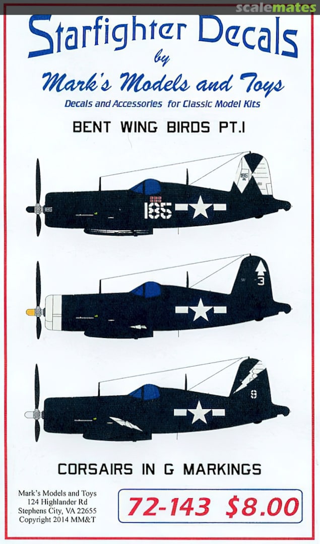 Boxart F4U Corsair Bent Wing Birds Part 1 72-143 Starfighter Decals