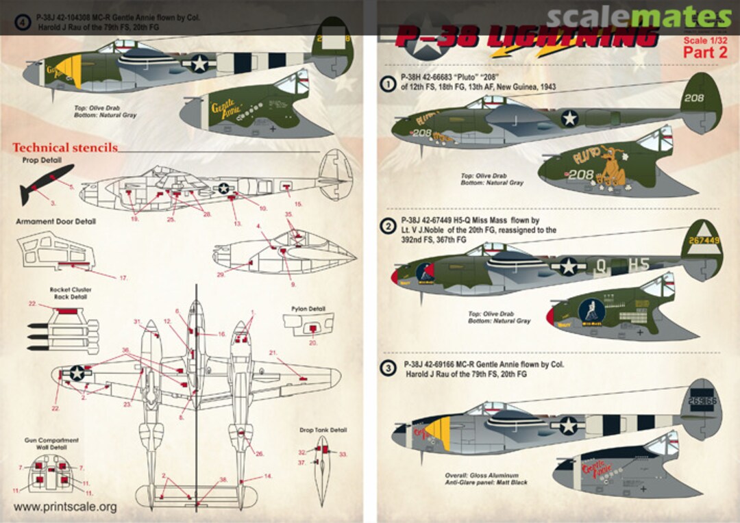 Boxart P-38 Lightning part 2 32-010 Print Scale