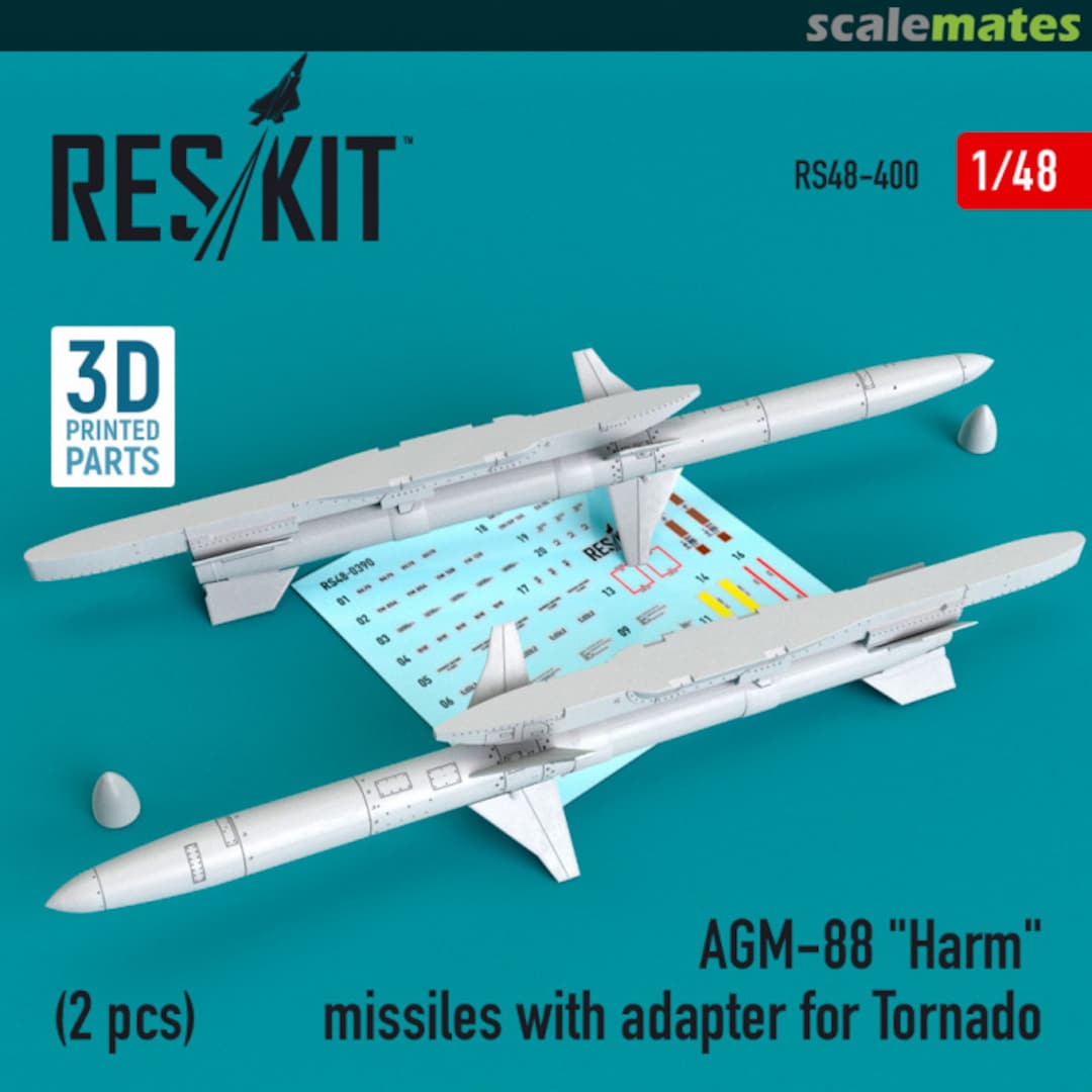 Boxart AGM-88 "Harm" missiles with adapter for Tornado RS48-0400 ResKit