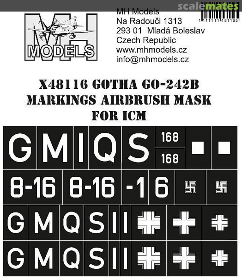 Boxart Gotha Go-242B Markings Airbrush Mask X48116 MH Models