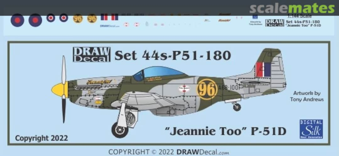 Boxart “Jeannie Too” P-51D 44-P51-180 Draw Decal