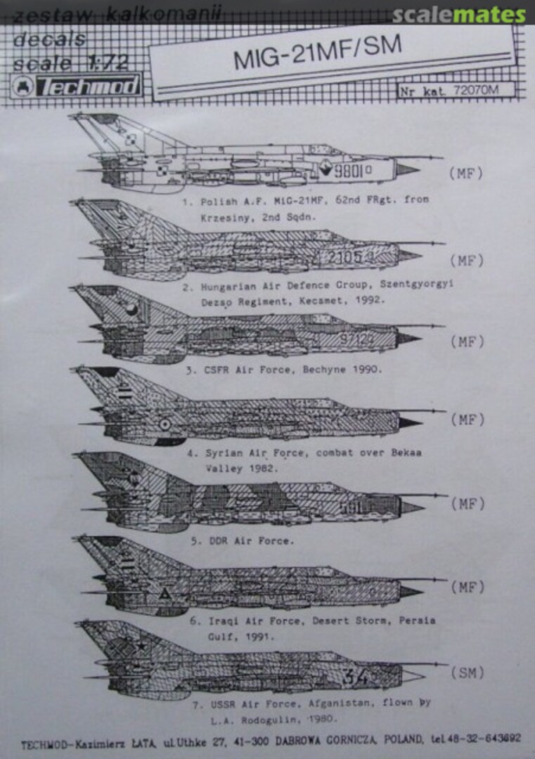 Boxart MiG-21MF/SM 72070M Techmod