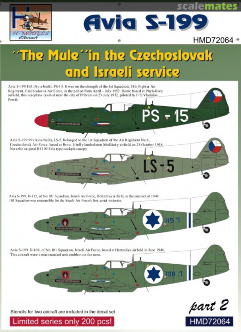 Boxart Avia S-199  HMD72064 H-Models Decals