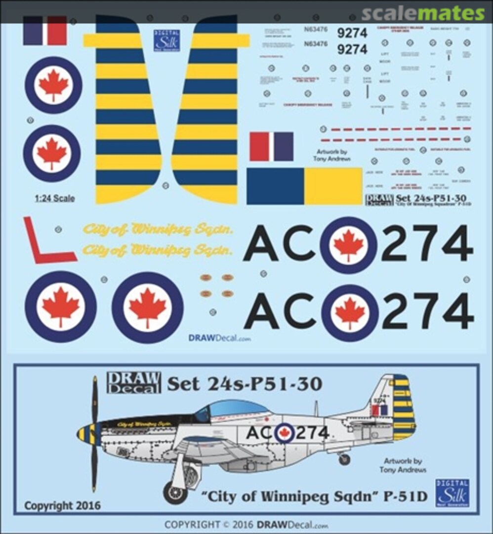 Boxart P-51D "City of Winnipeg Squadron" 24-P51-30 Draw Decal