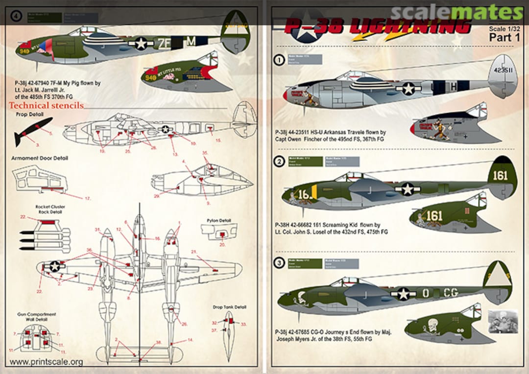 Boxart P-38 Lightning Part 1 32-012 Print Scale