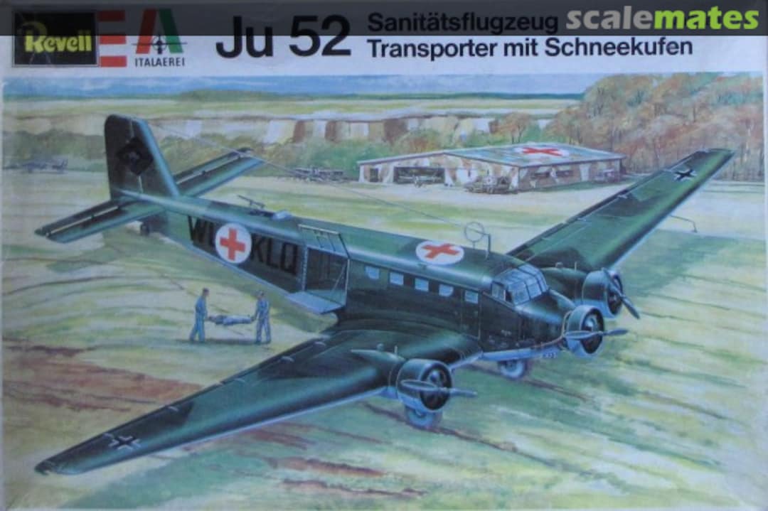 Boxart Ju 52 Sanitätsflugzeug/Transporter mit Schneekufen H-2018 Revell/Italaerei