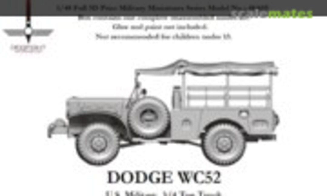 1:48 Dodge WC52 U.S. Military 3/4 Ton Truck 4X4 Cargo (Dogfight Workshop 48A05)