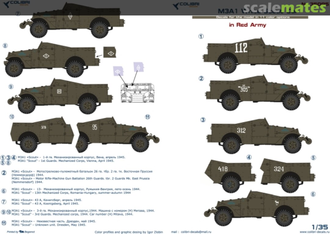 Boxart M3A1 White Scout Car in Red Army 35085 Colibri Decals