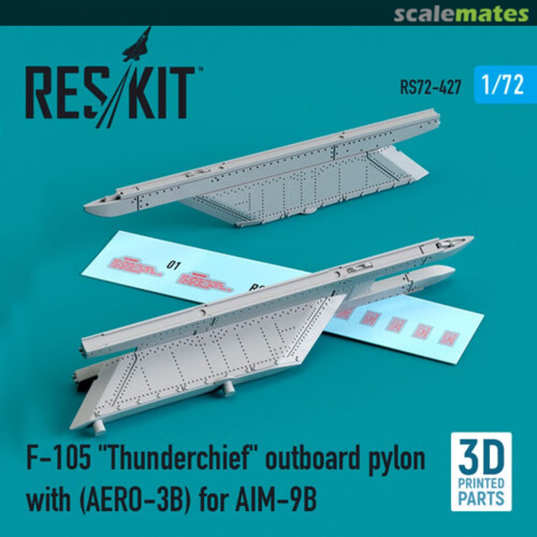 Boxart F-105 Thunderchief outboard pylon AERO-3B for AIM-9B (3D printing) RS72-0427 ResKit