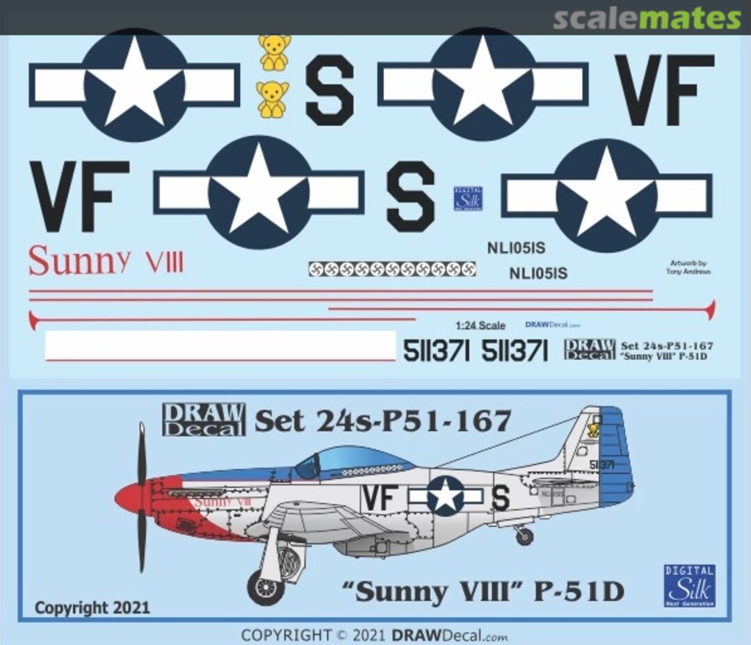 Boxart “Sunny VIII” P-51D 24-P51-167 Draw Decal