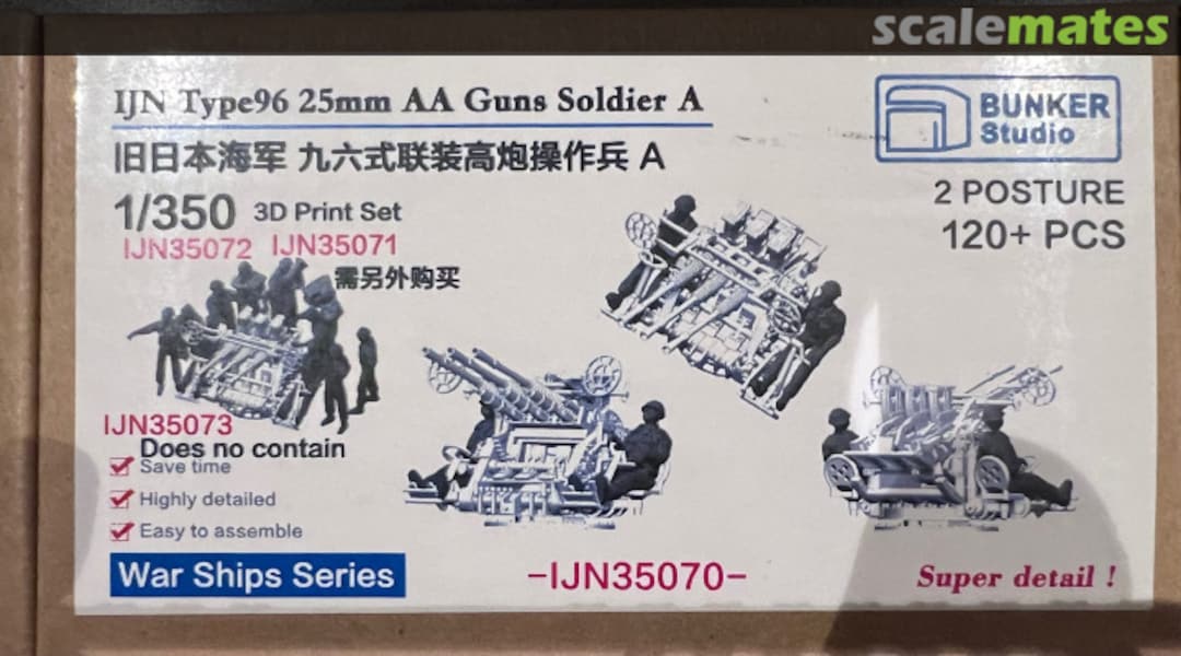 Boxart IJN Type96 25mm AA Gun Soldier A IJN35070 Bunker Studio