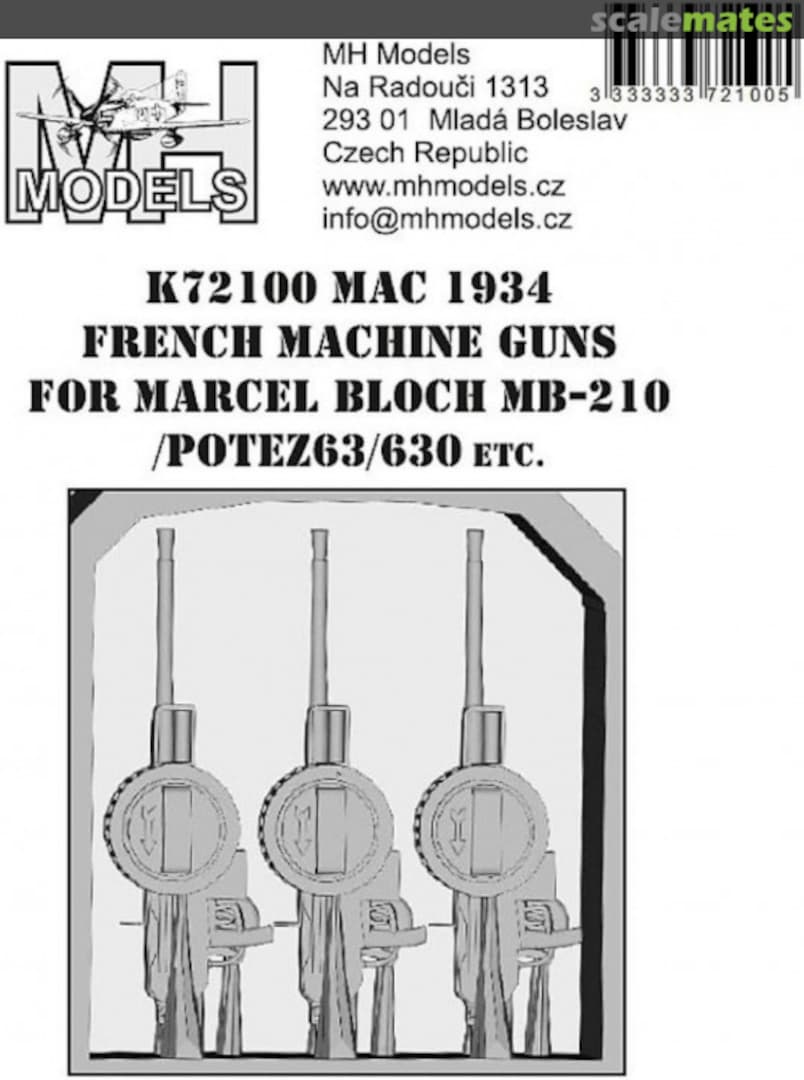 Boxart MAC 1934 French machine guns for MB-210, Potez 63/630 etc. K72100 MH Models