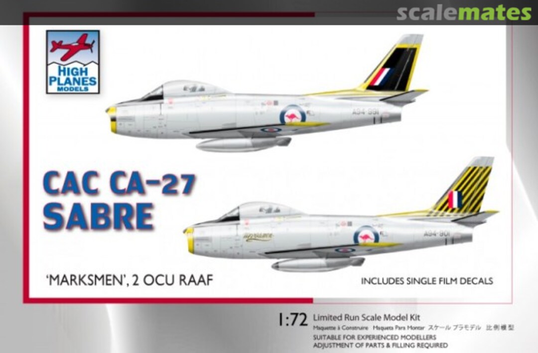 Boxart CAC CA-27 Sabre 72093 High Planes Models